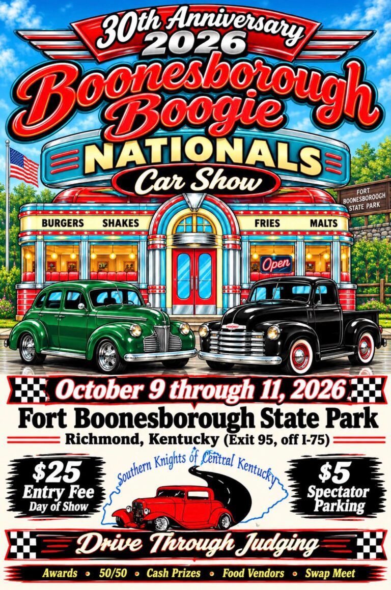 Flyer for Boonesborough Boogie Nationals Car Show