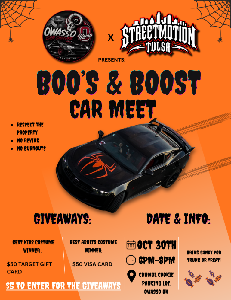 Flyer for Boo’s and Boosts Car Meet