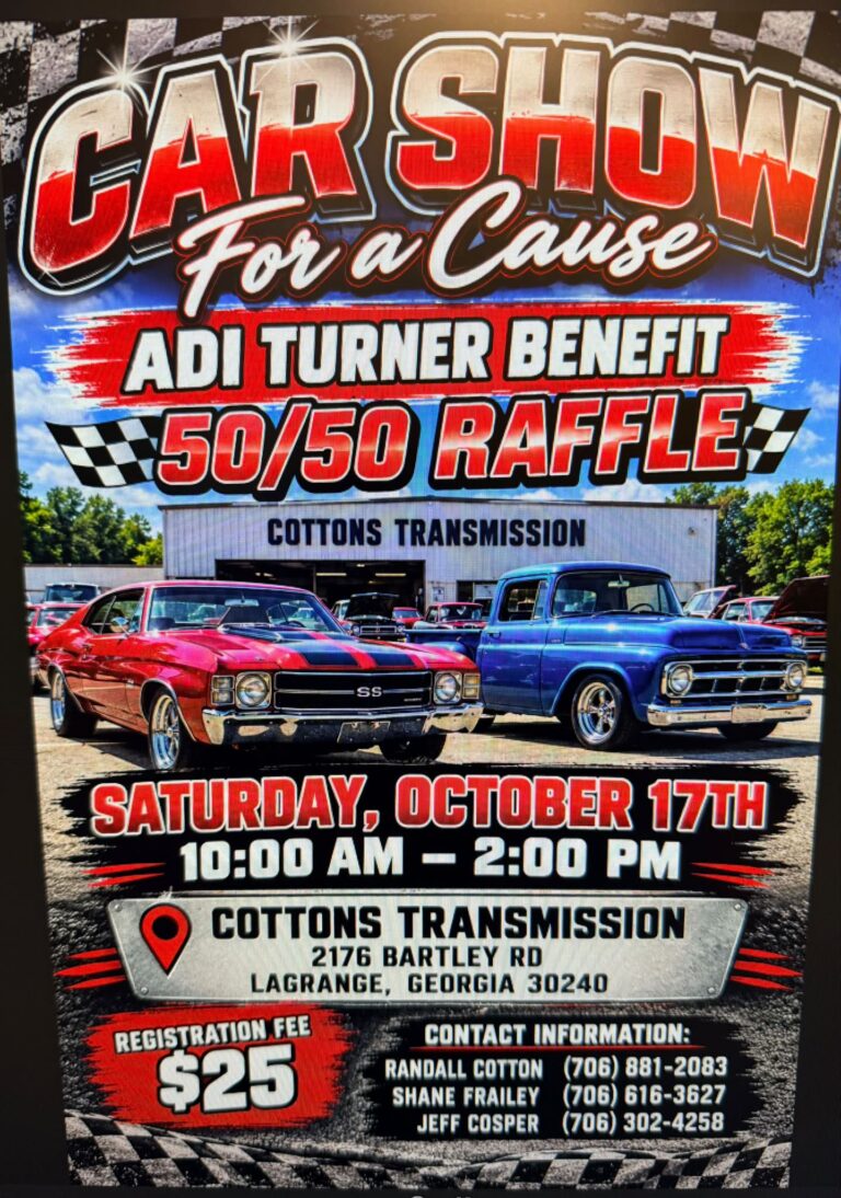 Flyer for Car Show for a Cause: Adi Turner Benefit