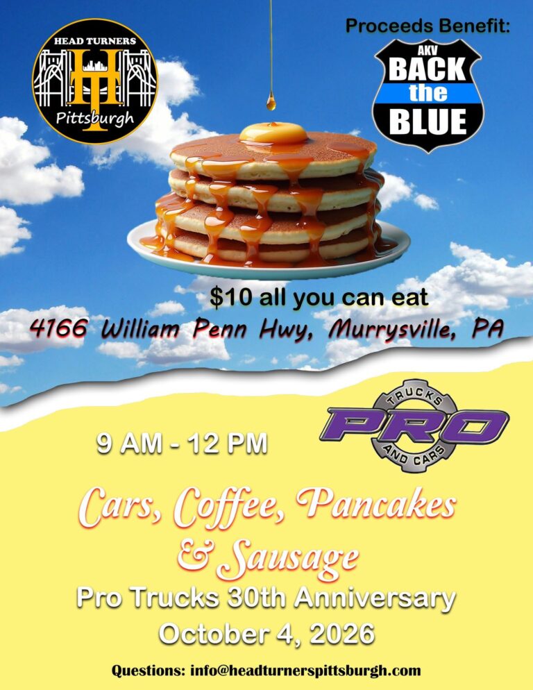 Flyer for Cars, Coffee, Pancakes & Sausage / Pro Trucks 30th Anniversary