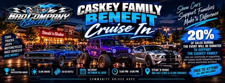 Flyer for Caskey Family Benefit Cruise In