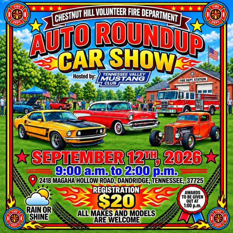 Flyer for Chestnut Hill Volunteer Fire Department Auto Roundup Car Show