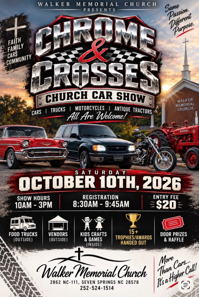 Flyer for Chrome & Crosses Church Car Show