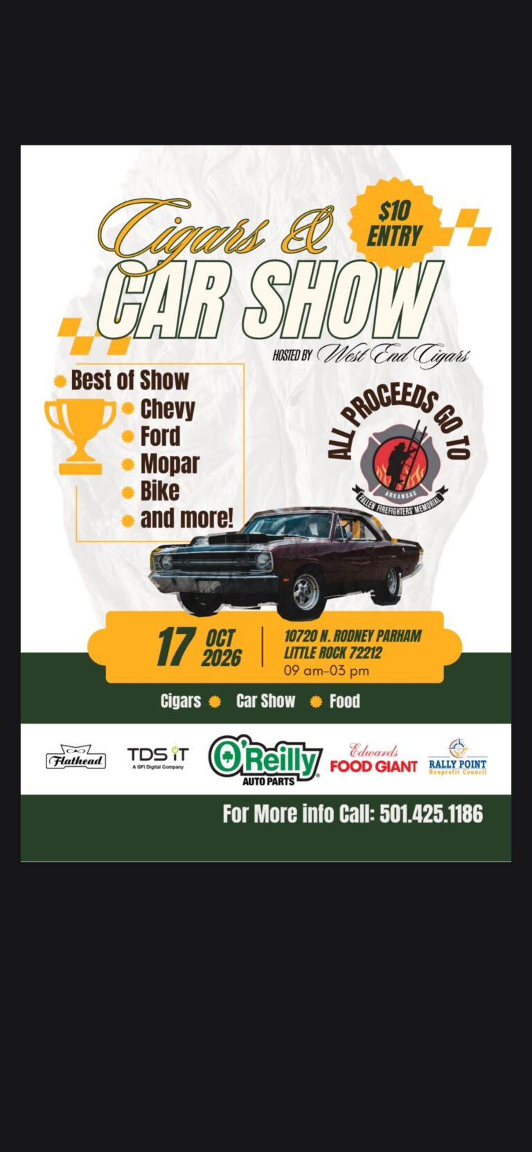 Flyer for Cigars & Car Show @ West End Cigars