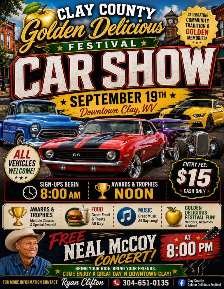 Flyer for Clay County Golden Delicious Festival Car Show