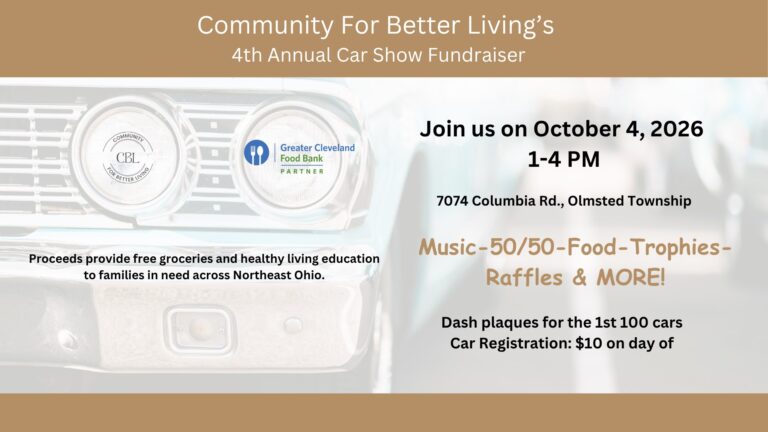 Flyer for Community for Better Living 4th Annual Car Show Fundraiser