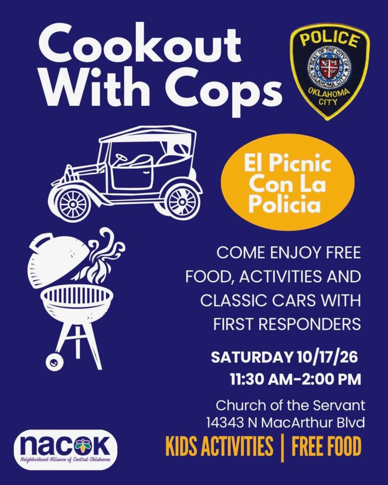 Flyer for Cookout with Cops / El Picnic con la Policía