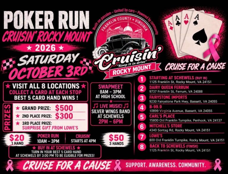 Flyer for Cruisin’ Rocky Mount Poker Run