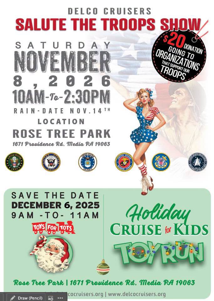 Flyer for Delco Cruisers Salute the Troops Show