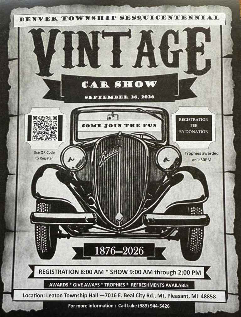 Flyer for Denver Township Sesquicentennial Car Show