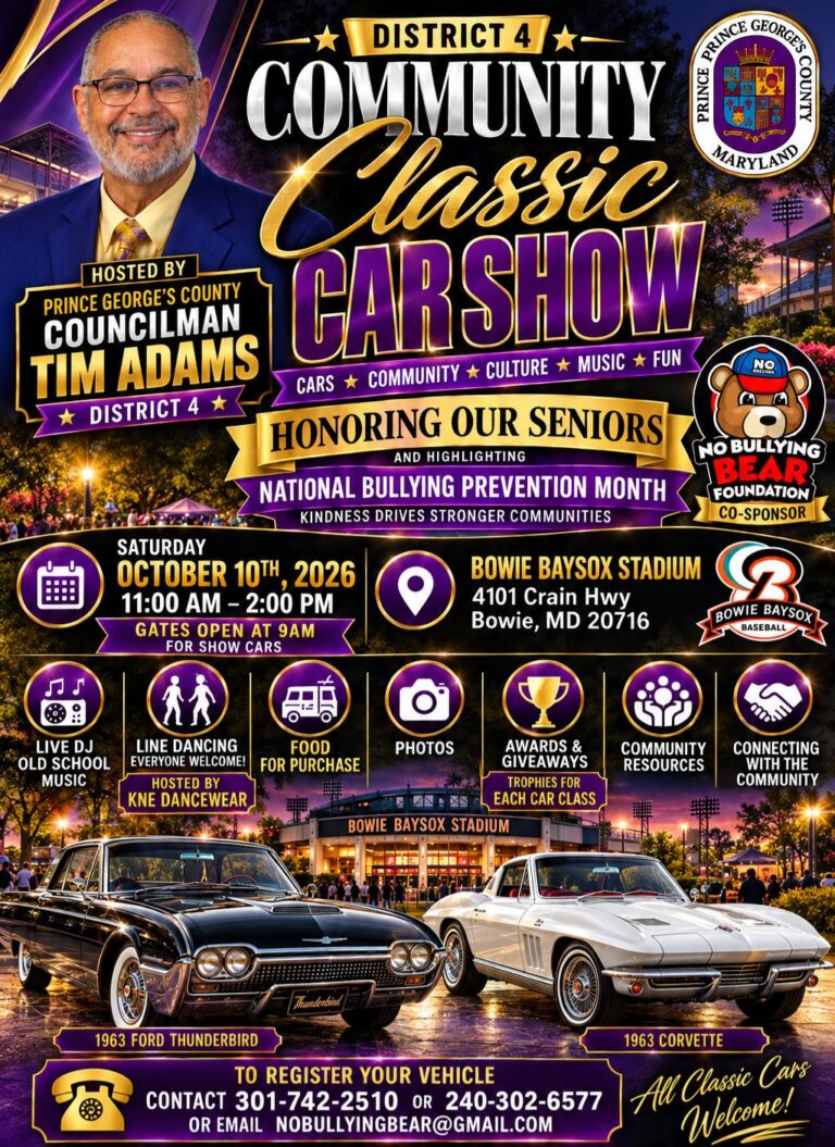 Flyer for District 4 Community Classic Car Show