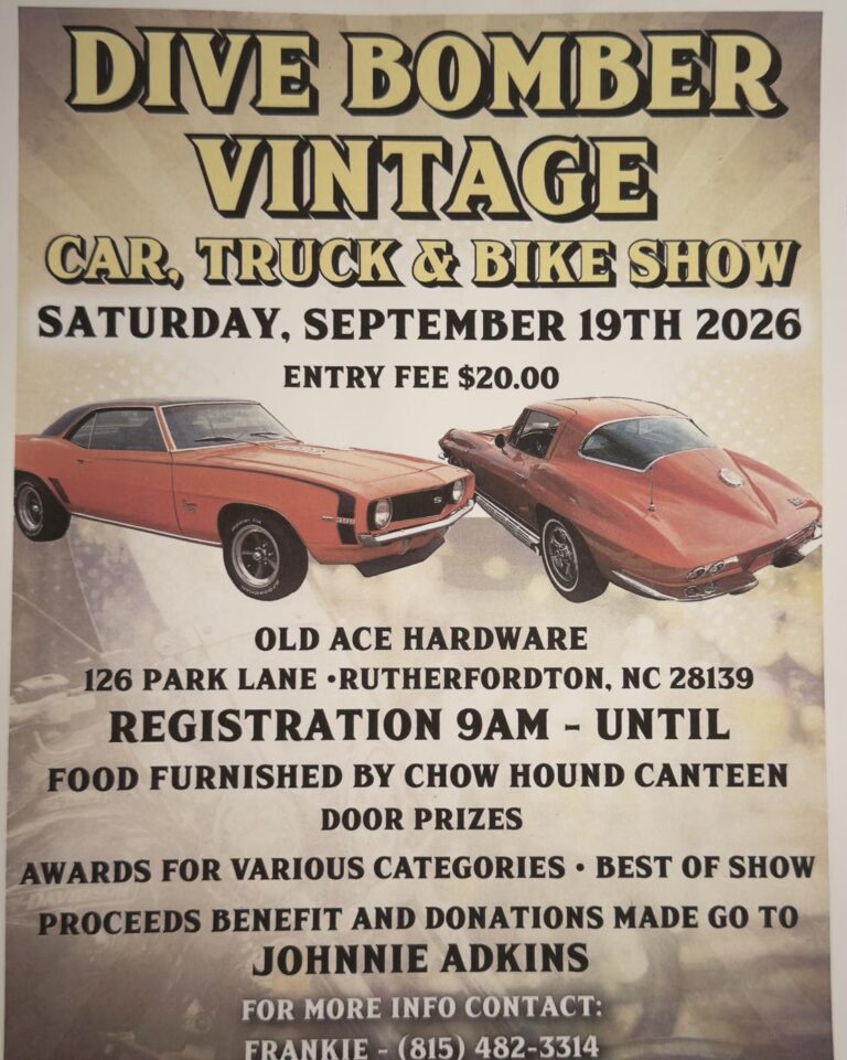 Flyer for Dive Bomber Vintage Car, Truck & Bike Show