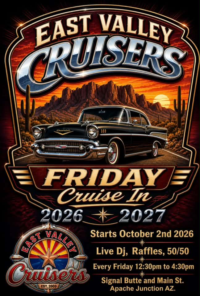 Flyer for East Valley Cruisers Friday Cruise-In