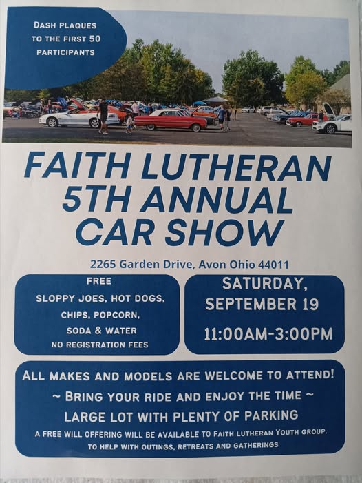 Flyer for Faith Lutheran 5th Annual Car Show