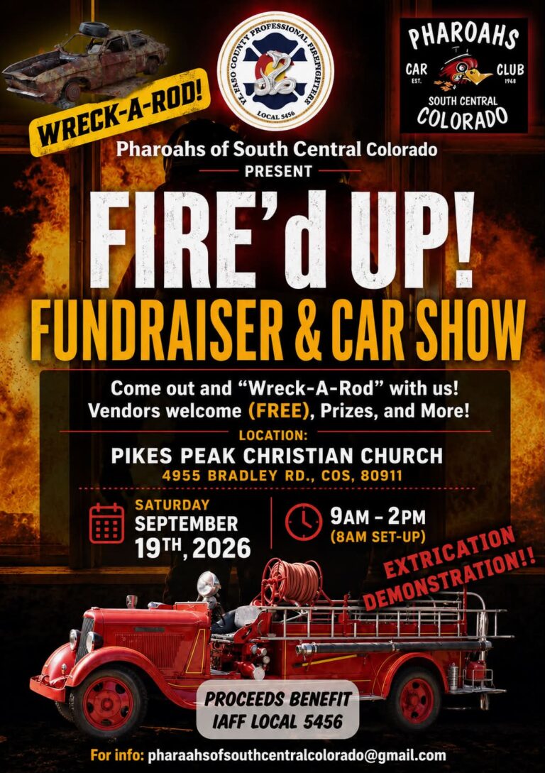 Flyer for Fire’d Up! Fundraiser & Car Show