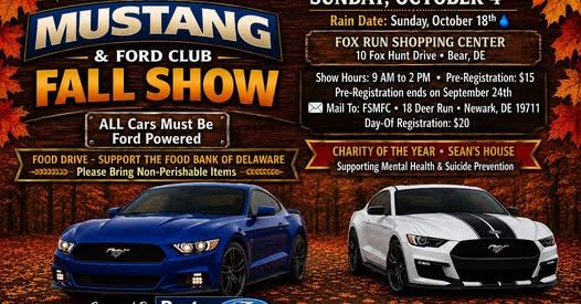 Flyer for First State Mustang & Ford Club Fall Show