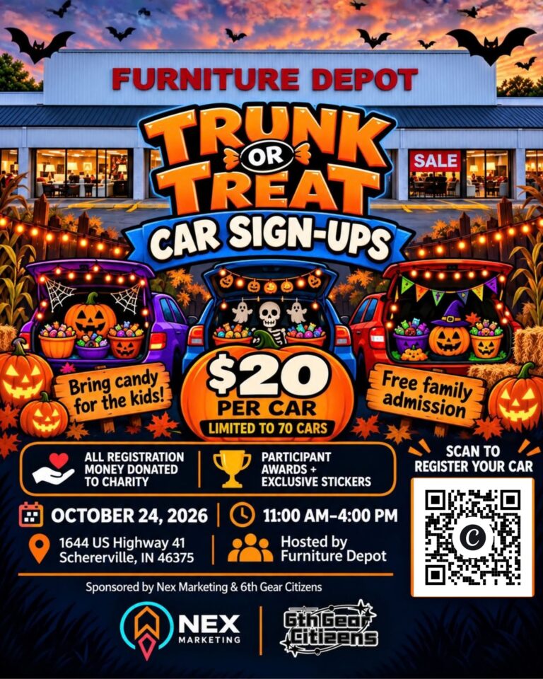 Flyer for Furniture Depot Trunk or Treat Car Meet