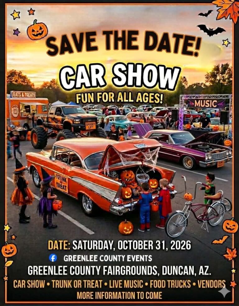 Flyer for Greenlee County Events Car Show & Trunk or Treat