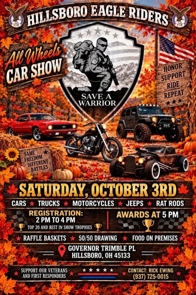 Flyer for Hillsboro Eagle Riders All Wheels Car Show