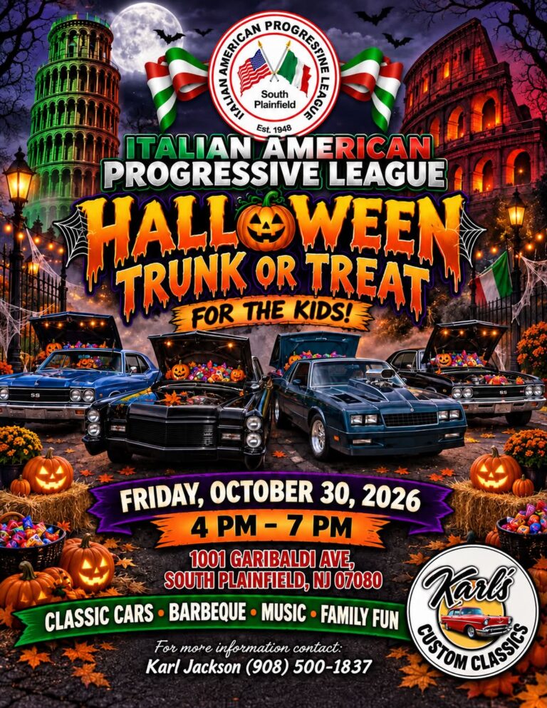Flyer for Italian American Progressive League Halloween Trunk or Treat for the Kids