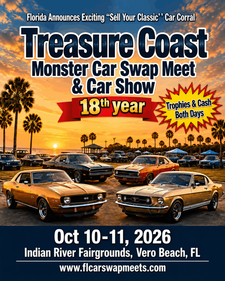 Flyer for Treasure Coast Monster Car Show and Auto Swap Meet!