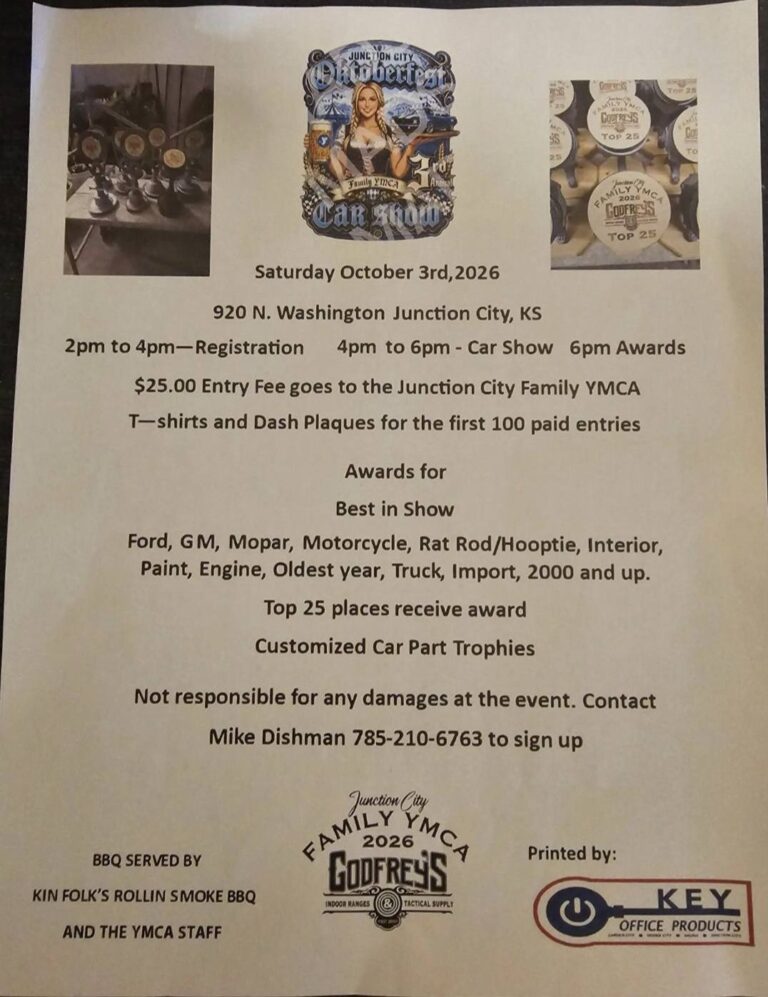 Flyer for Junction City Oktoberfest Family YMCA Car Show