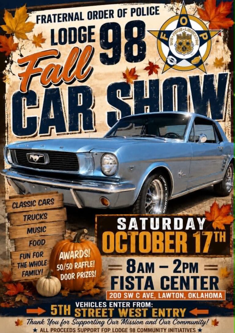 Flyer for Lawton FOP Lodge 98 Fall Car Show