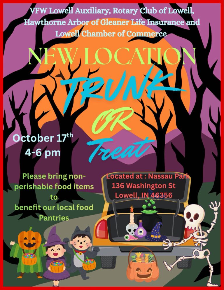 Flyer for Lowell Chamber of Commerce Trunk or Treat