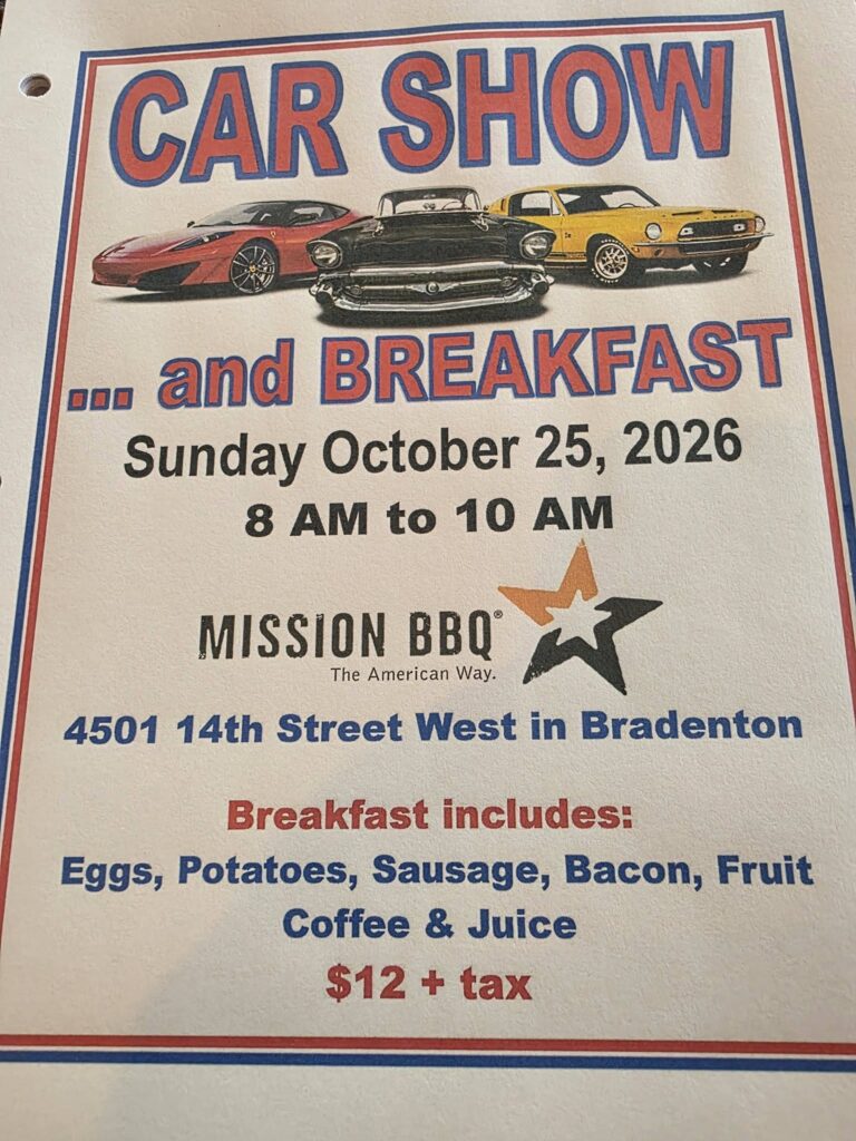 Flyer for Mission BBQ Car Show and Breakfast