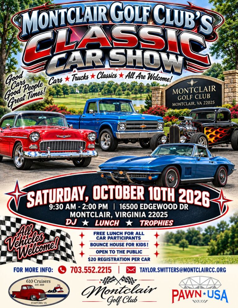 Flyer for Montclair Golf Club’s Classic Car Show