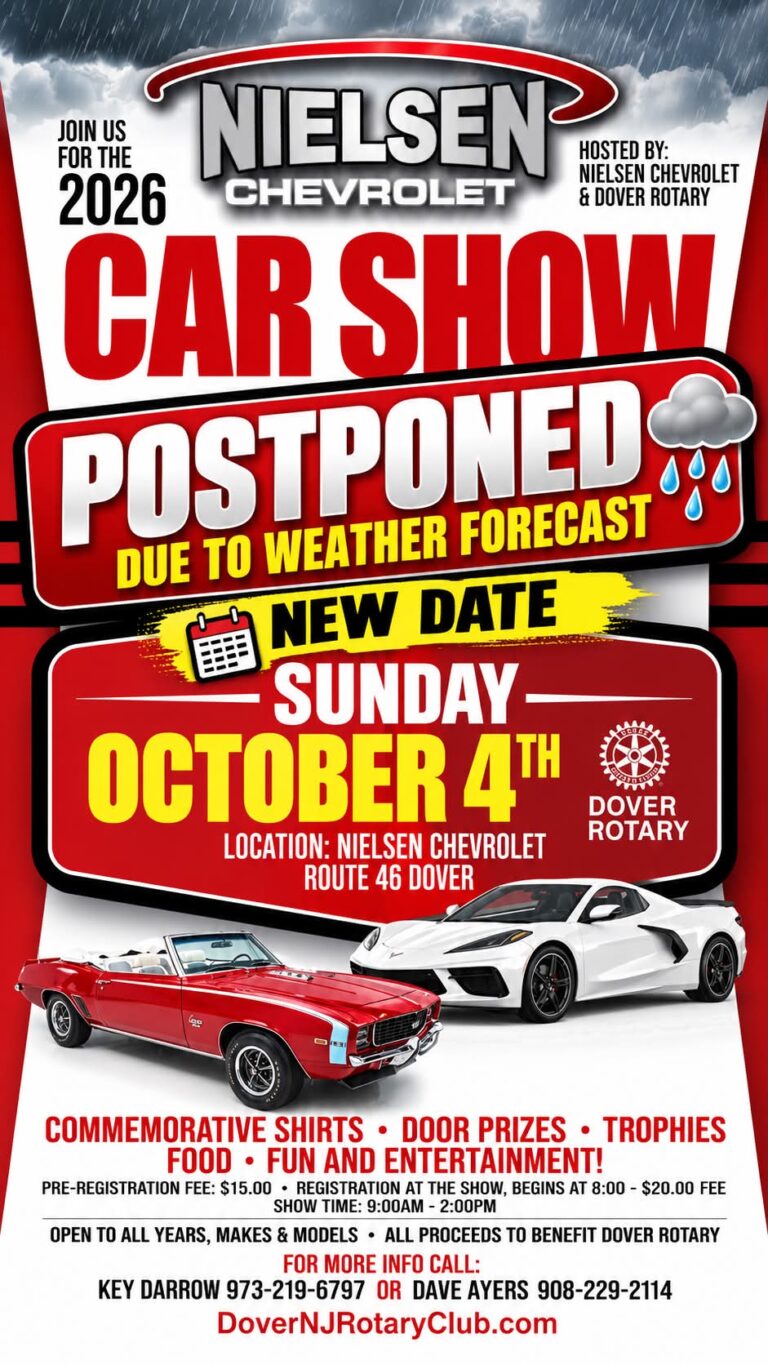 Flyer for Nielsen Chevrolet – Dover Rotary Car Show