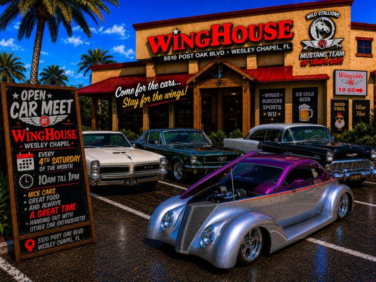 Flyer for Open Car Meet at WingHouse