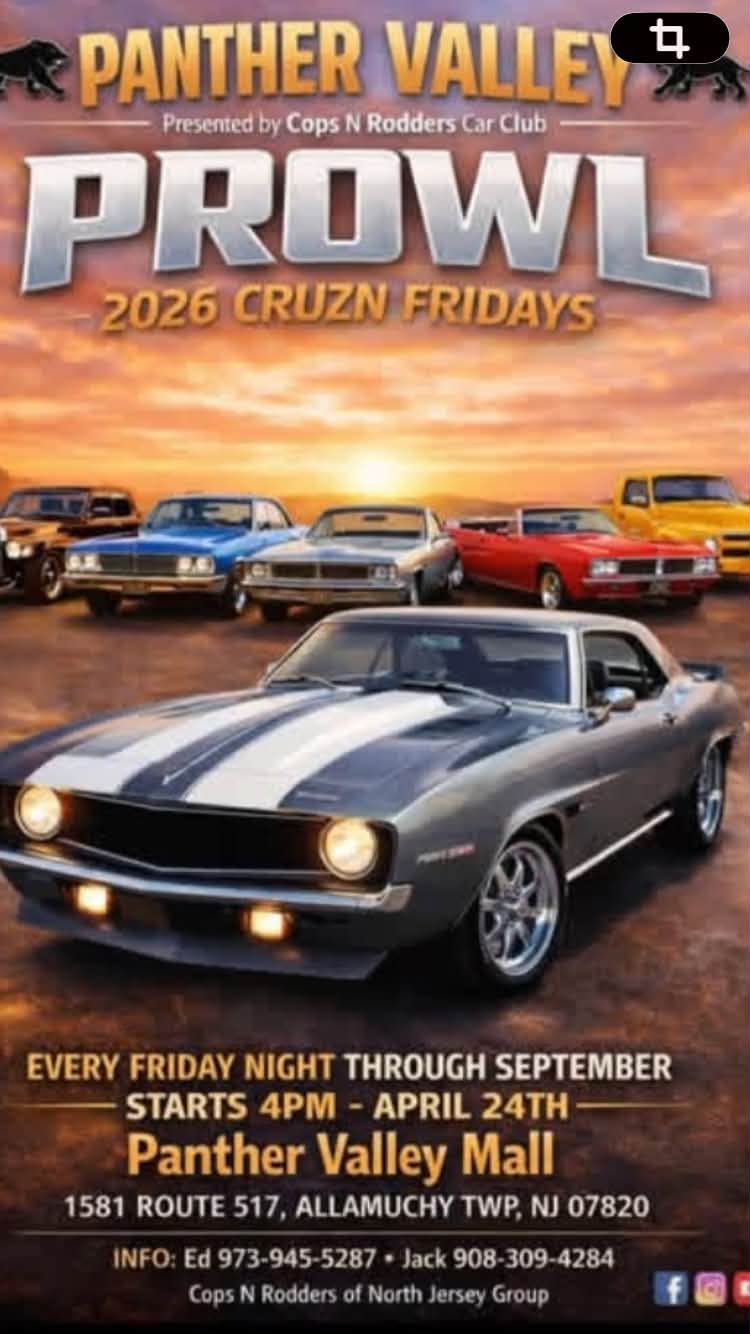 Flyer for Panther Valley Prowl Cruzn Fridays