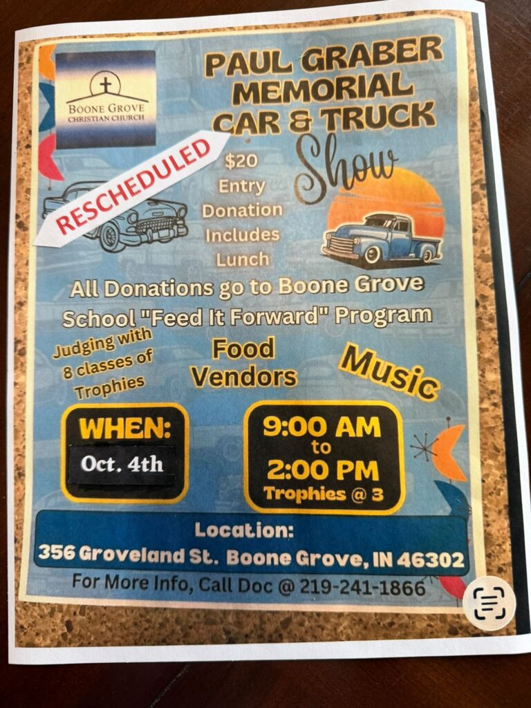 Flyer for Paul Graber Memorial Car & Truck Show