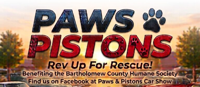Flyer for Paws & Pistons Car Show