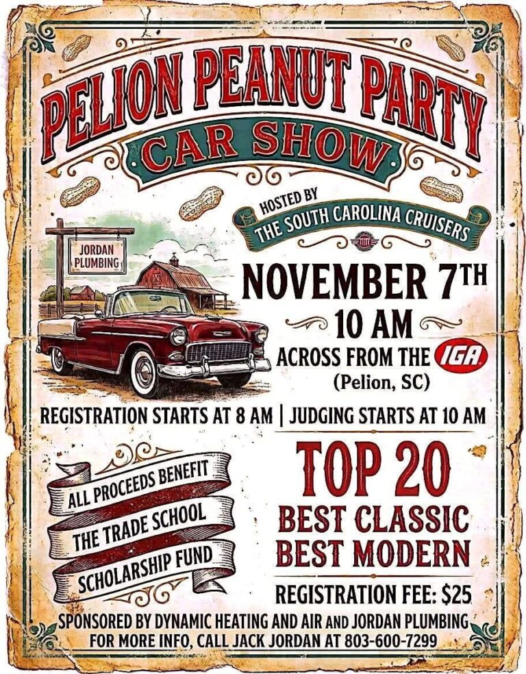 Flyer for Pelion Peanut Party Car Show