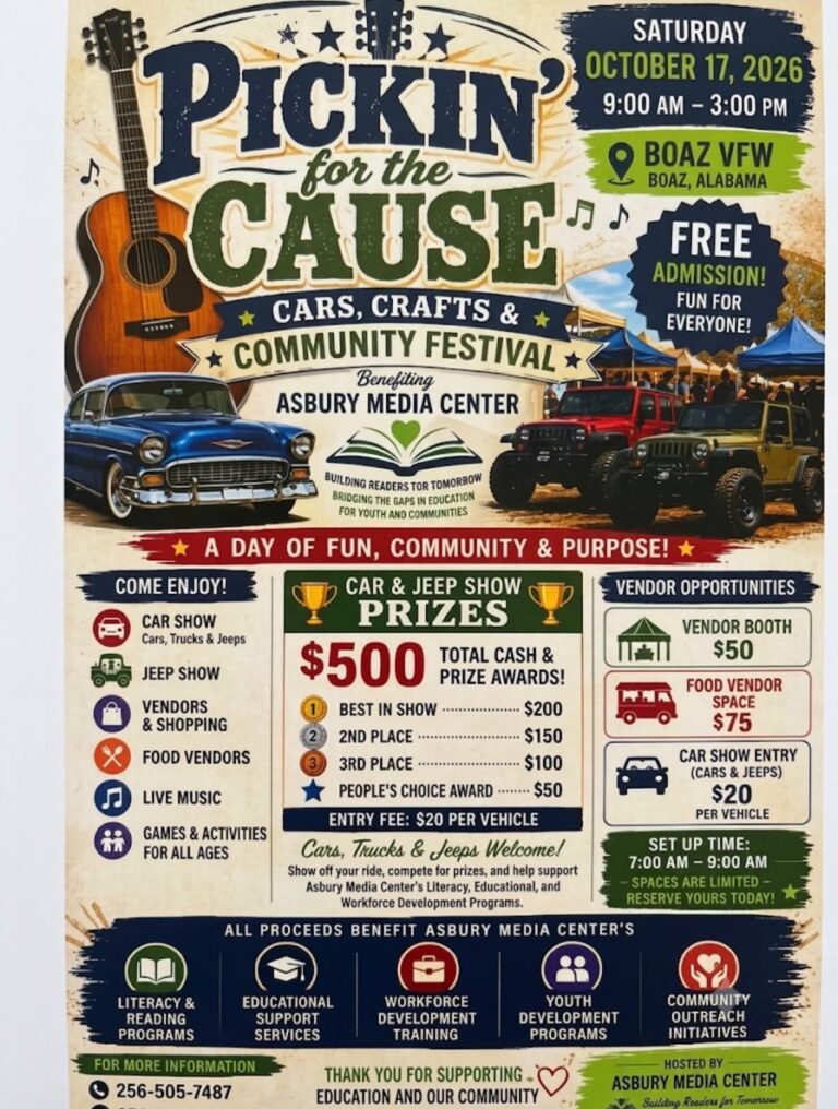 Flyer for Pickin’ for the Cause