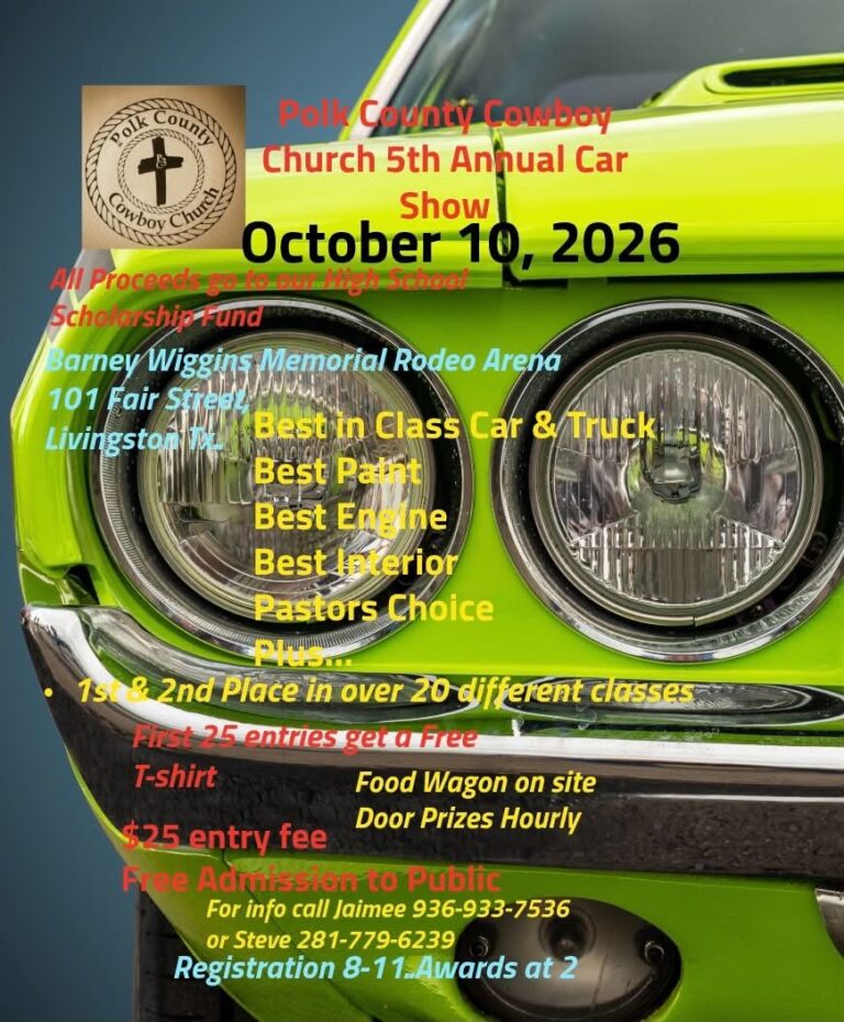 Flyer for Polk County Cowboy Church 5th Annual Car Show