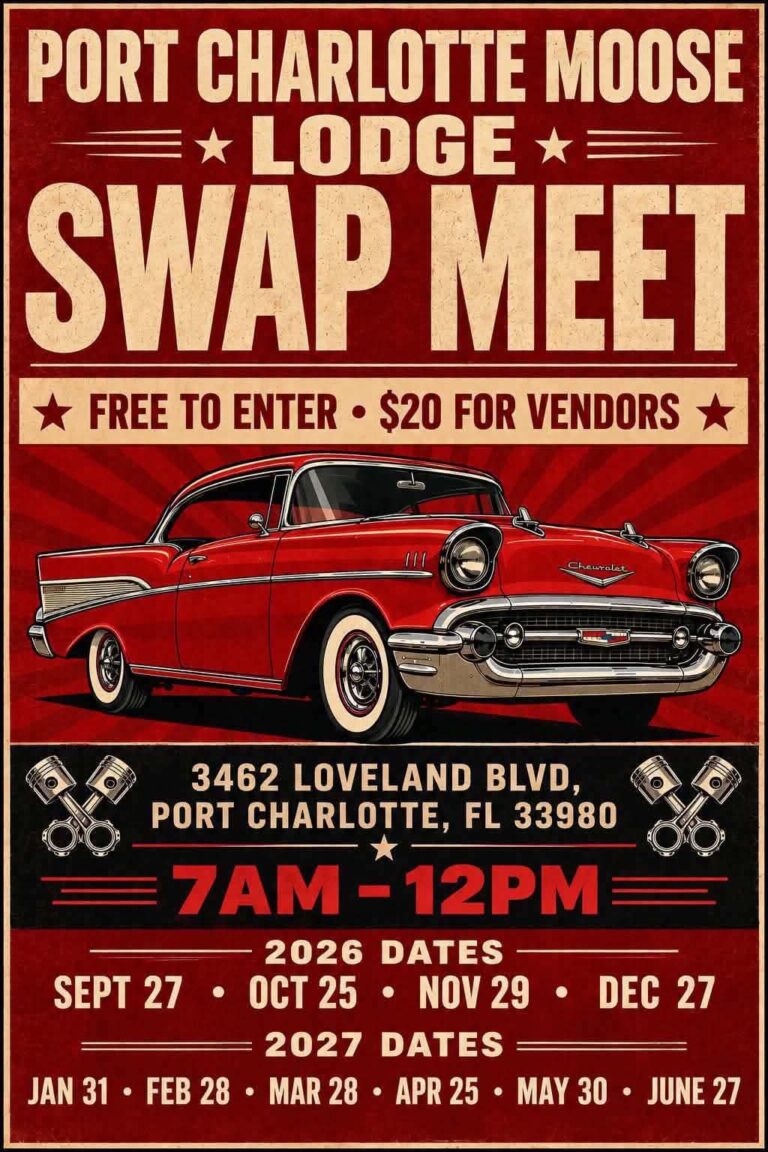 Flyer for Port Charlotte Moose Lodge Swap Meet