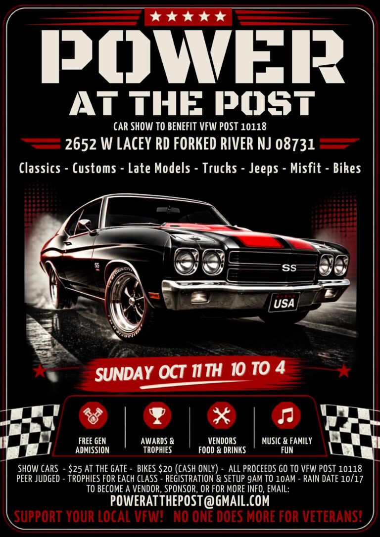 Flyer for Power at the Post Car Show