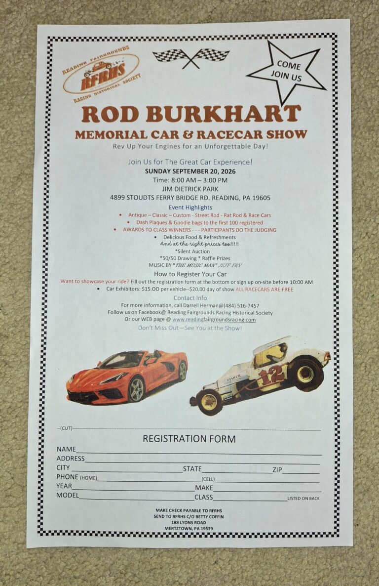 Flyer for Rod Burkhart Memorial Car & Racecar Show