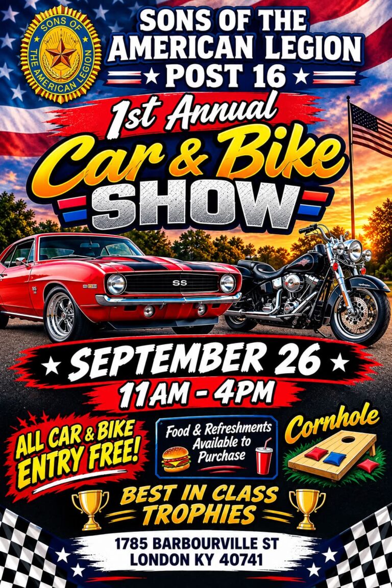 Flyer for Sons of the American Legion Post 16 1st Annual Car & Bike Show