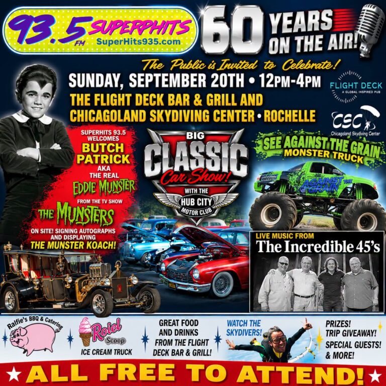 Flyer for SuperHits 93.5 60 Years on the Air Classic Car Show