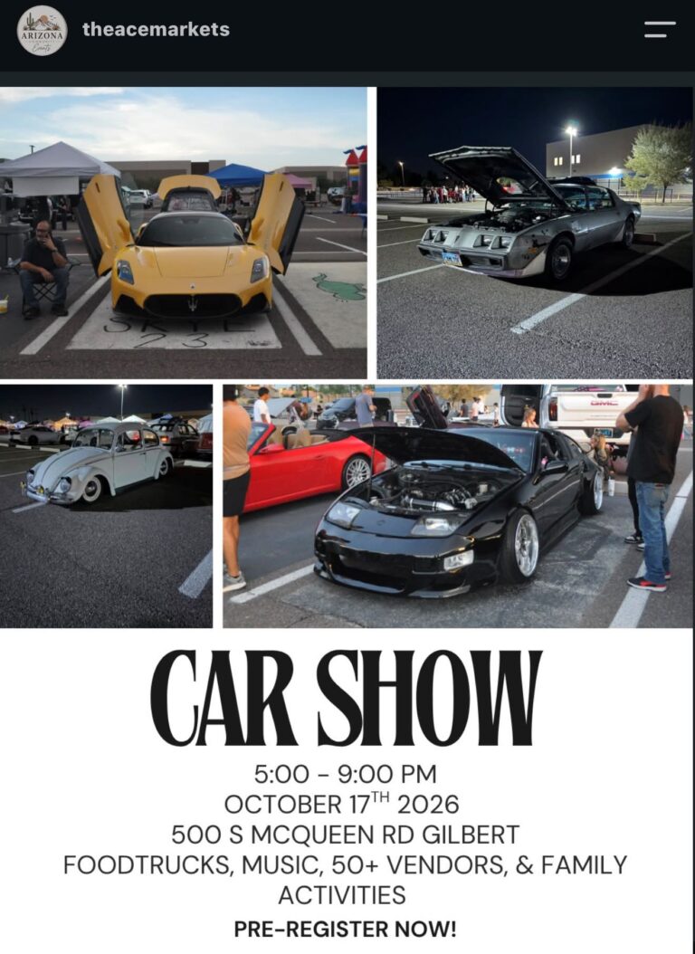 Flyer for The Ace Markets Car Show
