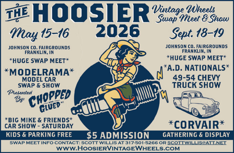 Flyer for The Hoosier Vintage Wheels Swap Meet & Show