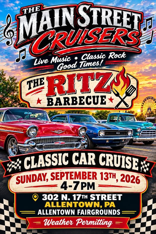 Flyer for The Ritz Barbecue Classic Car Cruise