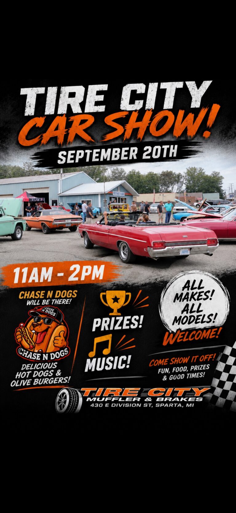 Flyer for Tire City of Sparta Car Show