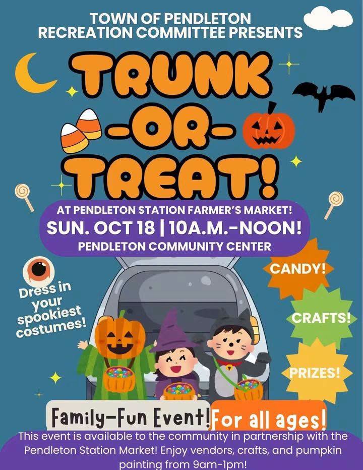 Flyer for Town of Pendleton Trunk-or-Treat