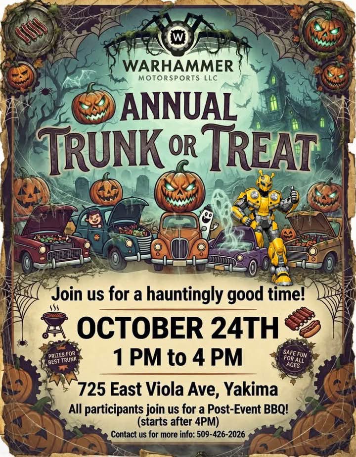 Flyer for Warhammer Motorsports Annual Trunk or Treat