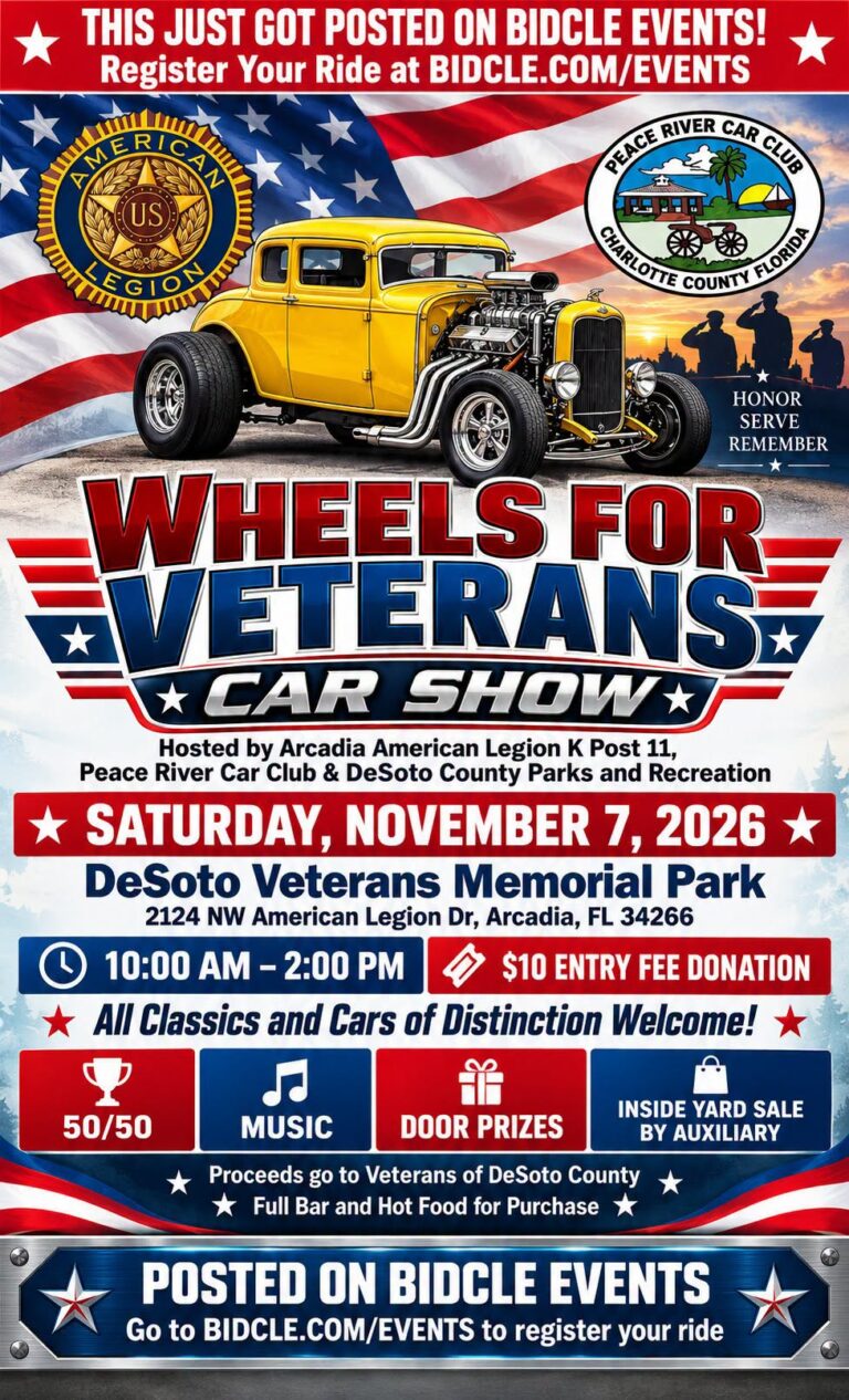Flyer for Wheels for Veterans Car Show